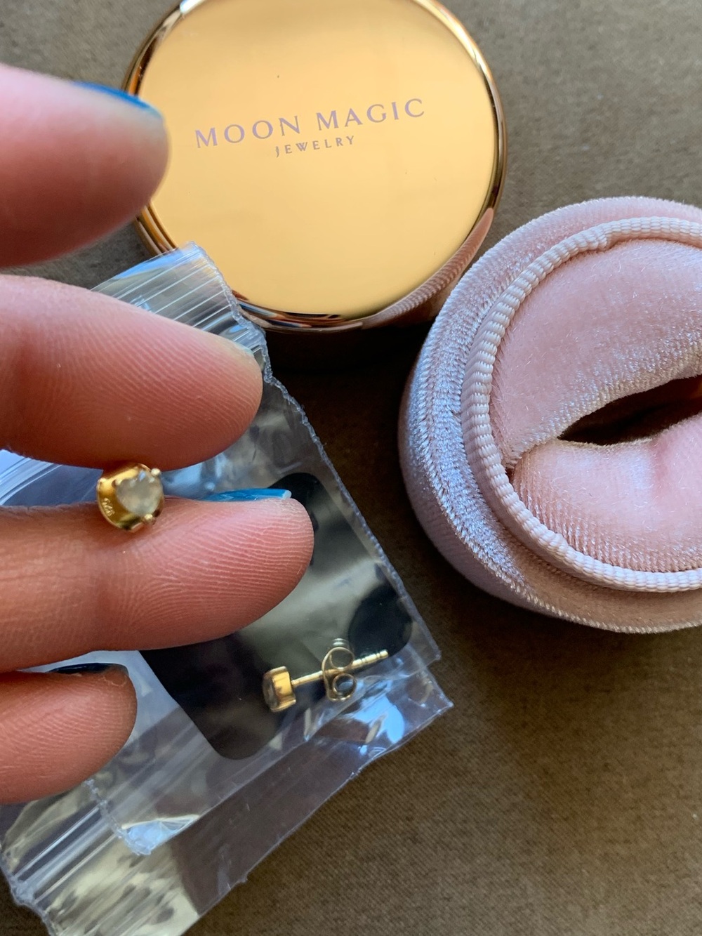 NIB NWT Moon Magic Gold Earrings with Stone